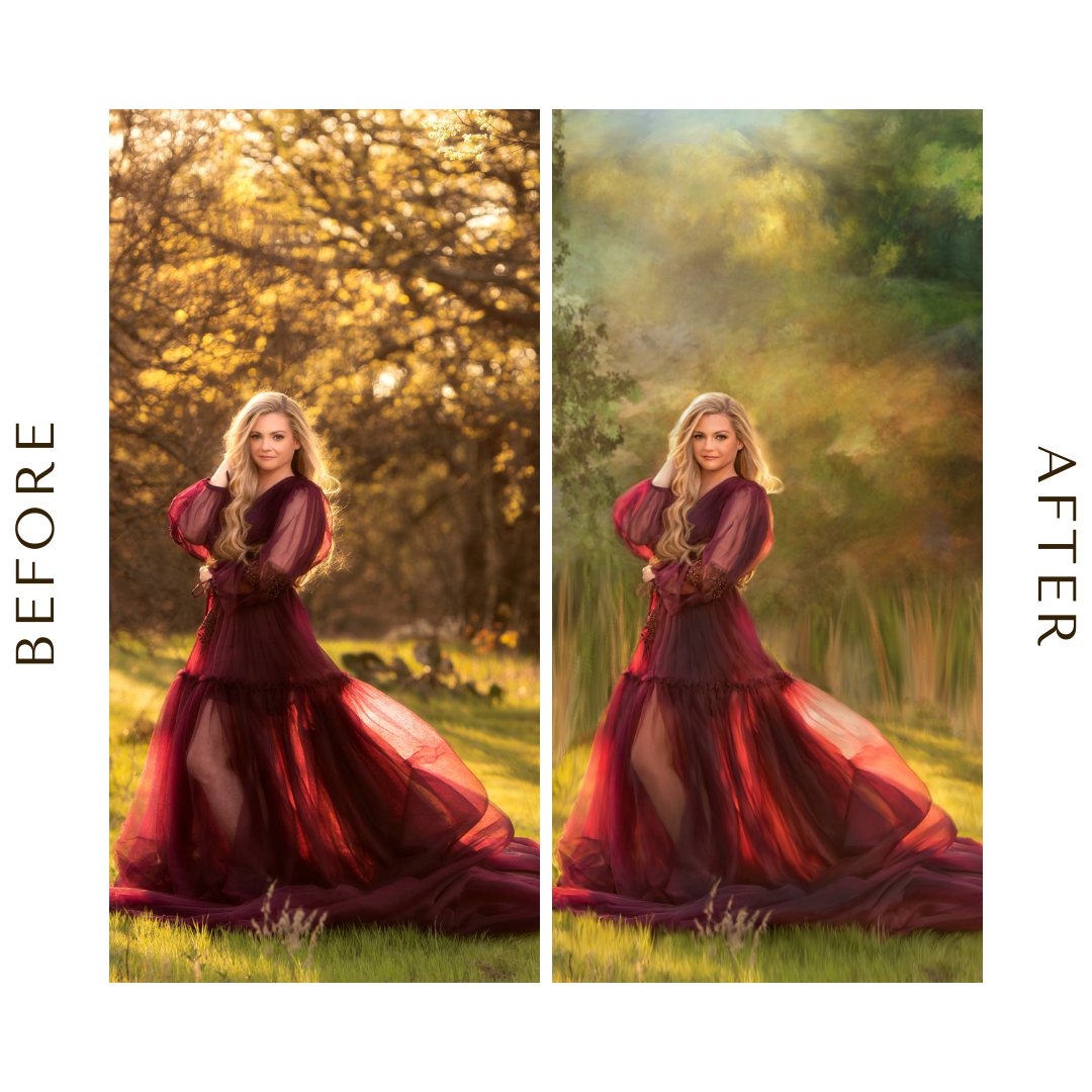 Before and after photo showing how a professional photographer’s image is transformed by Mid-South Color Labs into a stunning, high-quality print