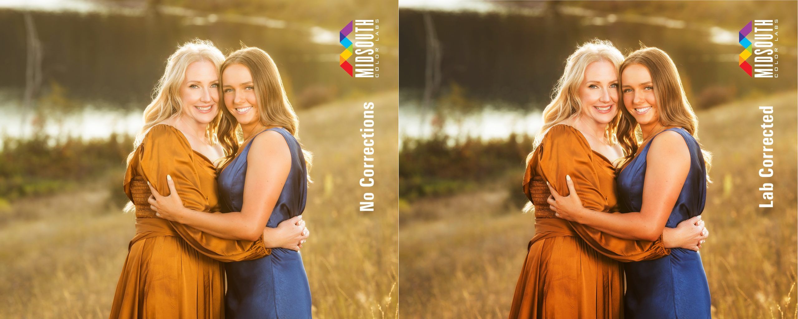 side beside image of a before and after color correction by Mid-South Color Labs