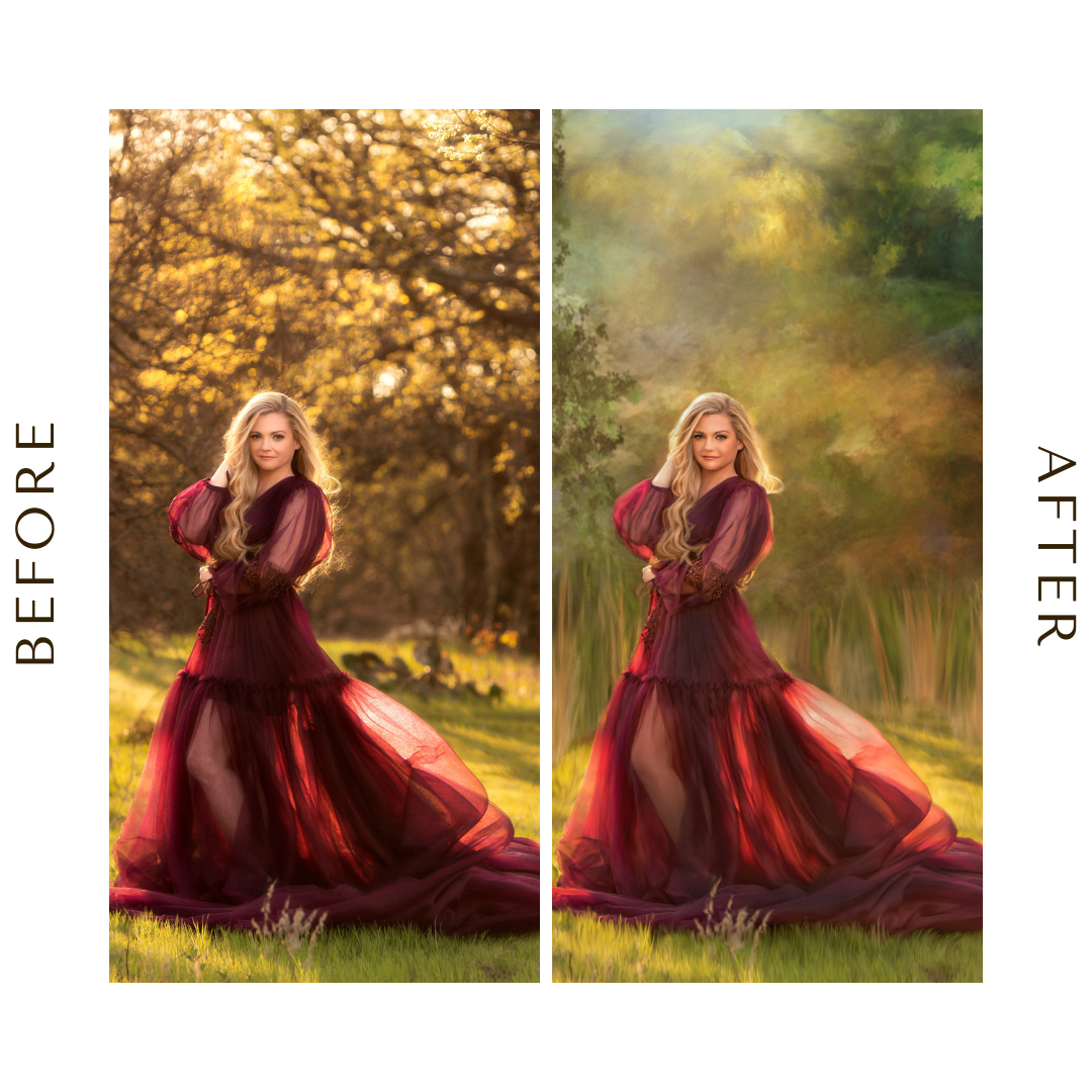 Before and after photo showing how a professional photographer’s image is transformed by Mid-South Color Labs into a stunning, high-quality print
