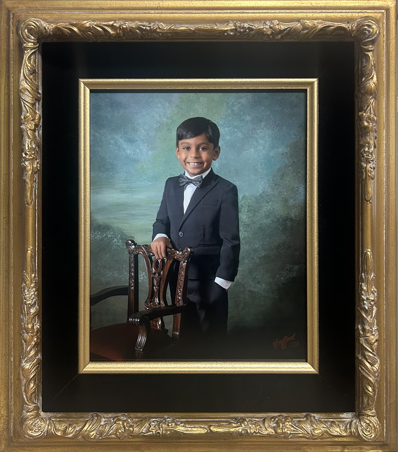 Framed professional portrait using museum-quality frame from Mid-South Color Lab showcasing professional photography framing